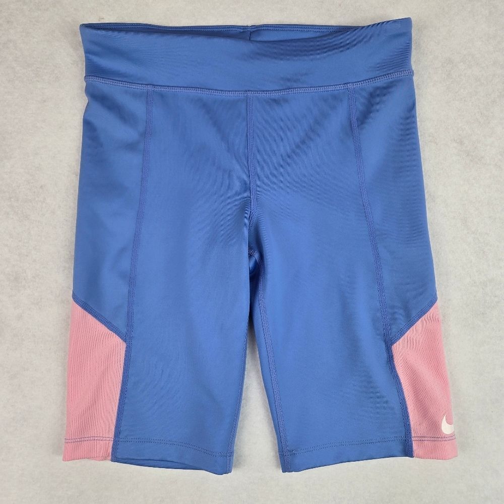 Nike Girls Blue Shorts with Pink Panels